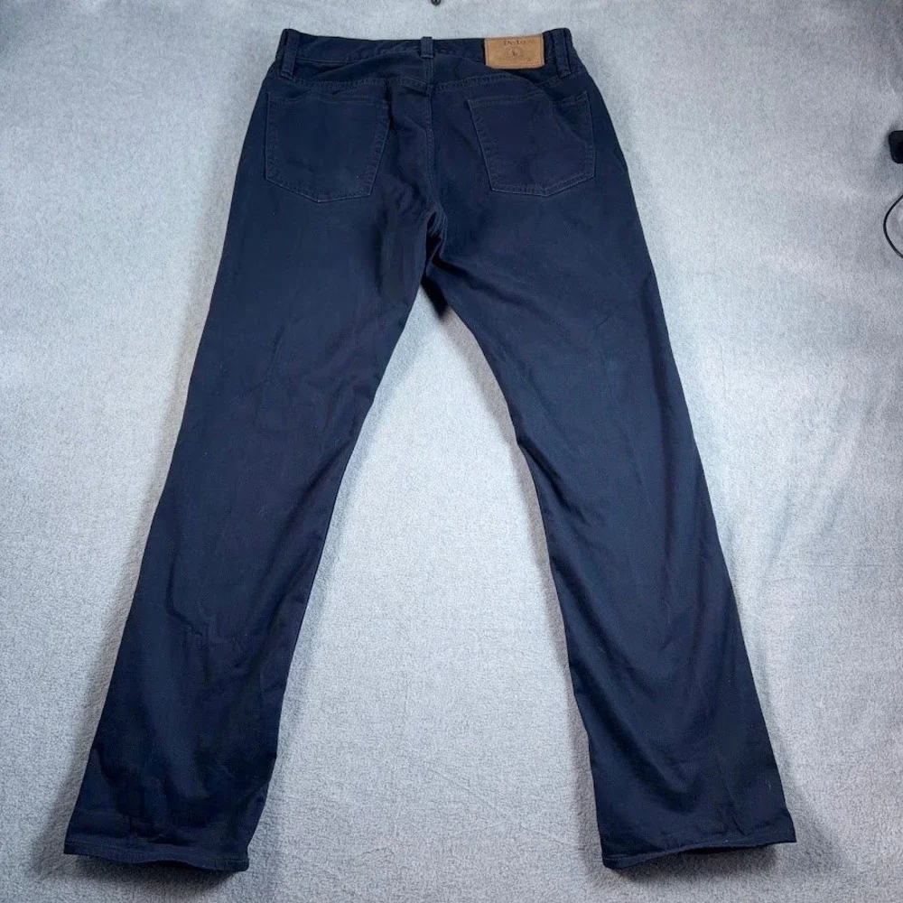 Polo Ralph Lauren Denim Straight Pants Mens 30x30 Navy Blue Solid 5-Pocket